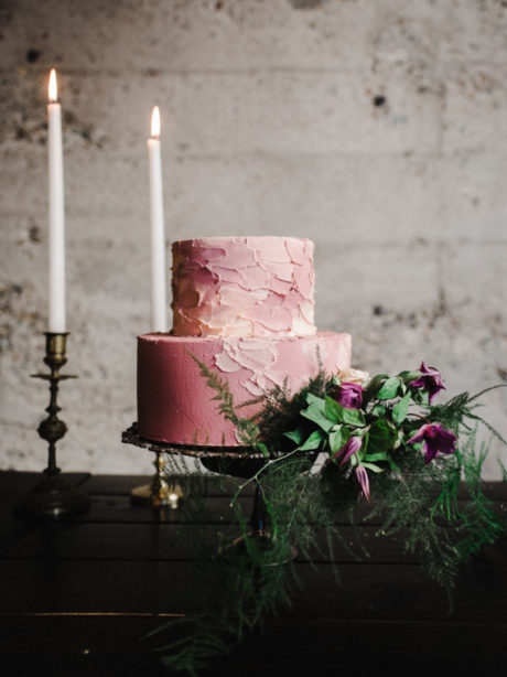 coral pink wedding cake